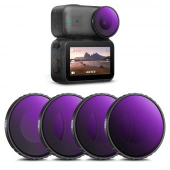 K&F CONCEPT ND-filterset kompatibelt med DJI Osmo Nano vloggkamera, 4-pack multibelagda HD optiska glas ND8 ND16 ND32 ND64-filter, objektivtillbehör till actionkamera
