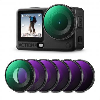 K&F CONCEPT HD CPL ND Filter Kit Kompatibel med DJI Osmo Action 6 Essential Combo, CPL ND8 ND16 ND32 ND64 ND256 Skrue-på Actionkamera Neutral Density Polariserende Filter Optisk Glas Multicoated