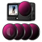 K&F Concept Kit Filtri ND/PL Compatibile con DJI Osmo Action 6, 4Pz ND8/PL ND16/PL ND32/PL ND64/PL Filtro Polarizzatore/Densità Neutra a Vite in Vetro Ottico HD Multirivestito