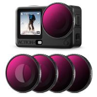 Kit de filtros ND/PL K&F CONCEPT compatible con DJI Osmo Action 6, paquete de 4 (ND8/PL, ND16/PL, ND32/PL, ND64/PL, filtro de densidad neutra polarizador de rosca, vidrio óptico HD/revestimiento múltiple), accesorios para cámaras de acción.