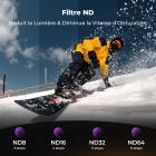 Kit de filtres ND K&F CONCEPT compatible avec DJI Osmo Action 6, ND8 ND16 ND32 ND64, lot de 4 filtres en verre optique pour la réduction de la lumière et le contrôle de l'exposition, avec revêtement multicouche.