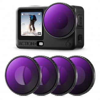 Zestaw filtrów ND K&F CONCEPT kompatybilny z DJI Osmo Action 6, ND8, ND16, ND32, ND64, 4 sztuki, filtry ze szkła optycznego z powłoką wielowarstwową i redukcją światła