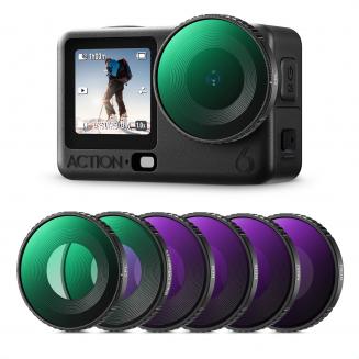 K&F Concept Kit da 6 Filtri HD Compatibile con DJI Osmo Action 6, CPL ND8 ND16 ND32 ND64 Black Diffusion 1/4 - Filtro Polarizzatore Effetto Riduzione Luce in Vetro HD Nano Multistrato