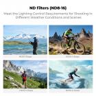 K&F CONCEPT Snap-On ND Filter Kit Kompatibel med DJI Osmo Action 6, 4-pak ND8 ND16 ND32 ND64 Lysreduktions Neutral Density Filter HD Optisk Glas/Multi-Coated Actionkamera Tilbehør