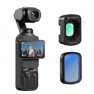 K&F CONCEPT Magnetic Wide Angle Lens & Cool Tone Filter Set Compatible with DJI Osmo Pocket 4/3, 2 Pack Wide-Angle Lens Cool Tone Filter, Magnetic Attach/Multi-Coated/Optical Glass