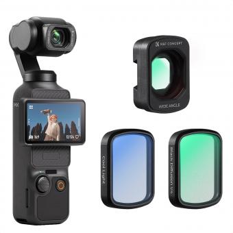K&F CONCEPT Magnetic Wide Angle Lens & 1/4 Black Diffusion Filter & Cool Tone Filter Set, Compatible with DJI Osmo Pocket 4/3, 3 Pack Wide Angle Black Diffusion 1/4 Cool Tone Filters Accessories