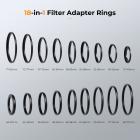 18 in 1 Adattatori per Anelli per Filtri di Lenti, Anelli Step Up 9pcs & Anelli Step Down 9pcs