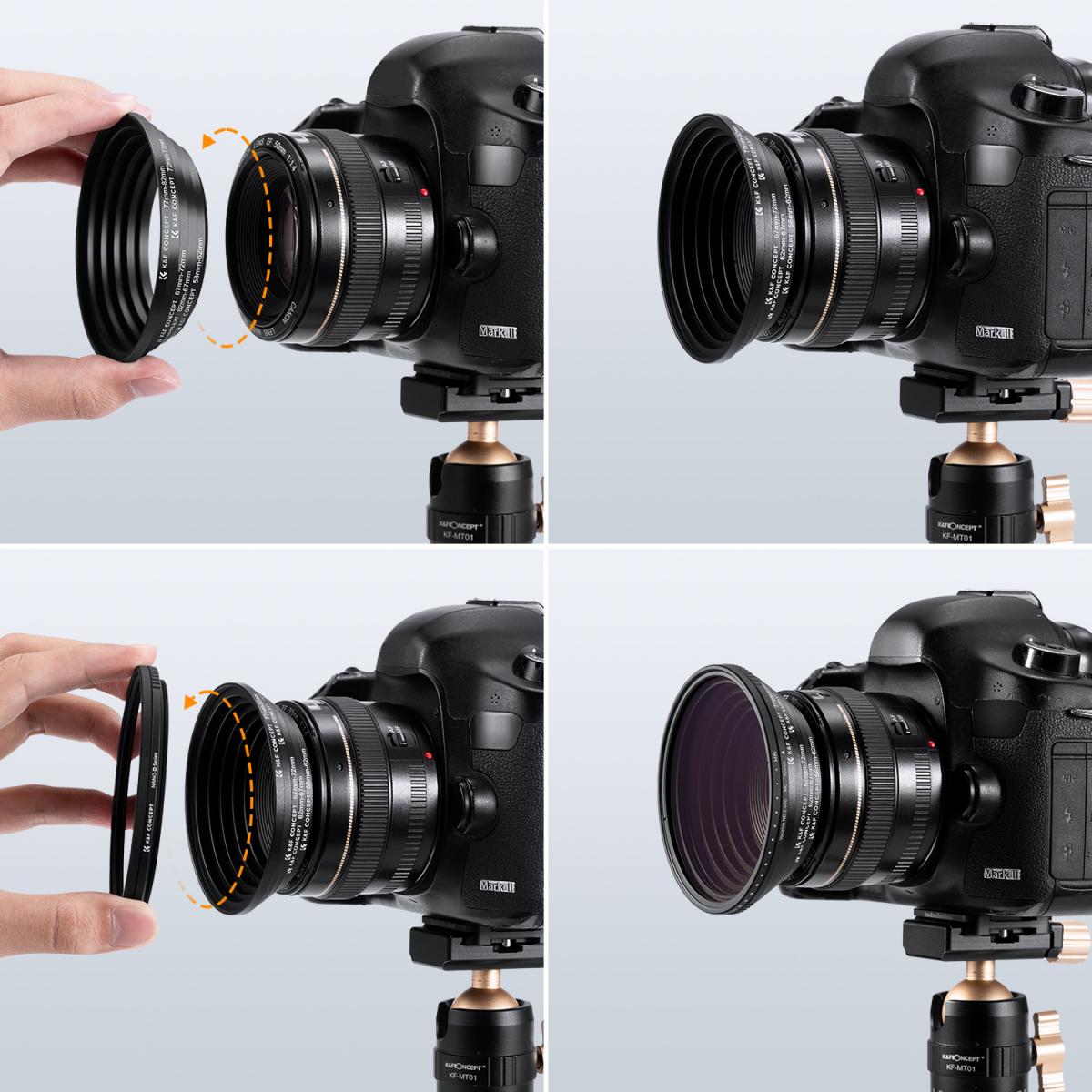 18 in 1 Adattatori per Anelli per Filtri di Lenti, Anelli Step Up 9pcs & Anelli Step Down 9pcs