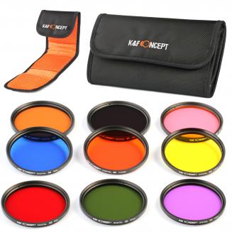 67mm Filterkit orange, blå, grå, röd, grön, brun, gul, lila, rosa