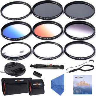 Kit Filtro 55mm UV, CPL, ND4, Arancio graduale, Blu, Grigio, Primo piano +4 +10, Stella 6