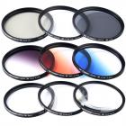 58mm Filter Set (UV, CPL, ND4, Graderad Orange, Blå, Grå, Närbild +4 +10, Stjärna 6)