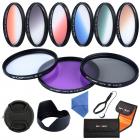 Kit Filtro 77mm UV, CPL, FLD, blu sfumato, arancione, grigio, rosso, verde, marrone