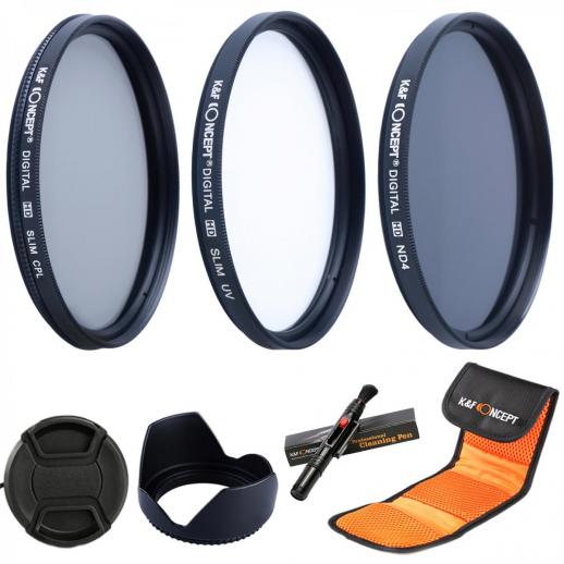 43mm UV CPL ND4 Neutral Density Len Tillbehörsfilter Kompatibel med Canon Nikon DSLR-kamera + Rengöringspenna + Blommakronlinshuva + Mittklypplinsskydd + Filterpåse