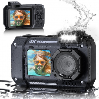 Appareil photo étanche numérique 33 pieds 4K 48mp double écran selfie, Kentfaith 
