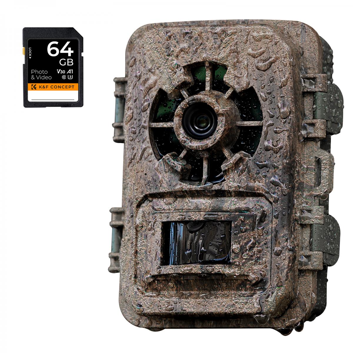 Cámara de Caza 1296P 24MP 0,2s Disparo Impermeable IP66 - Madera + Tarjeta SD 64GB