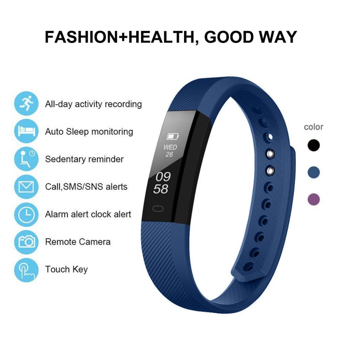 ID115 Smart Bracelet Sports Fitness Tracker Blue KENTFAITH