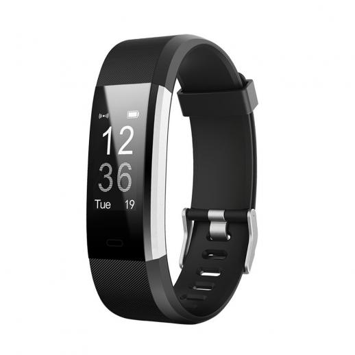 ID115HR PLUS Smart Bracelet Sports Watch Fitness Tracker Heart Rate Monitor - Black