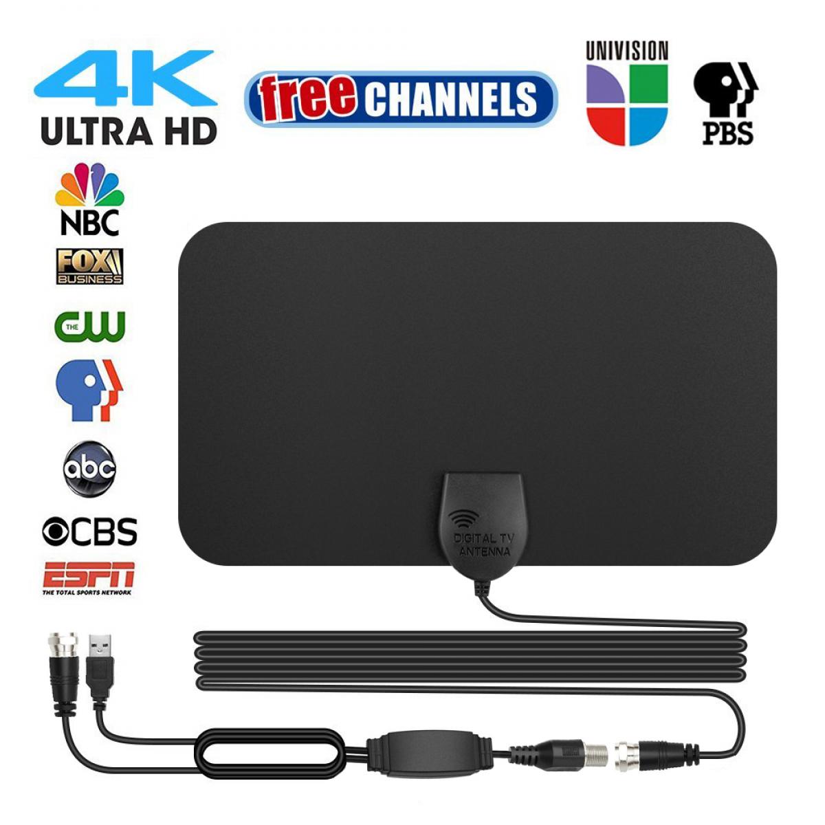 DollaTek Antenne TV numérique 50 Miles Range Amplifier Signal F-TV Compatible HDTV Indoor 4K DVB-T2 ATSC Antenna 