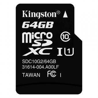 Classe de Cartão de Memória microSDHC 64GB Kingston Classe 10 UHS-I 80MB / s
