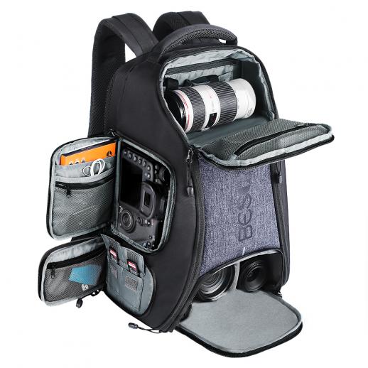 デジタル一眼レフカメラ用の三脚ストラップとレインカバー大容量リュックサック付きBeschoi防水カメラバッグ