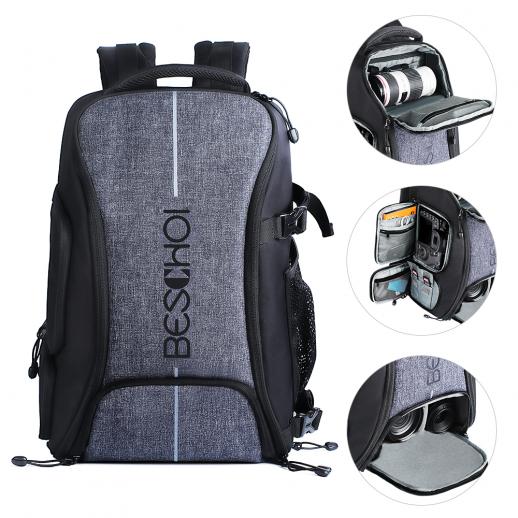 Camera Backpack, Beschoi Waterproof Camera Bag 26L for 15 Laptop with  Tripod Strap and Rain Cover for DSLR/SLR Camera, Flash, Tripod, Laptops,  Lens