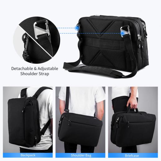 Briefcase Fashion Laptop Bag Shoulder Messenger Computer Bag Waterproof Handbag | Cluci, Black with Beige