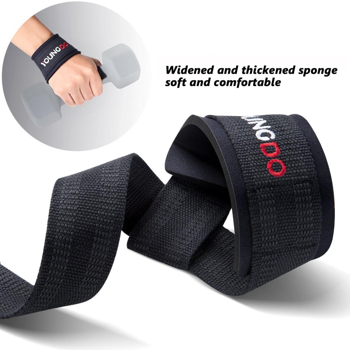 Padded Straps Gel Grip Gym Support Hand Bar Long Wrist Wrap Trainer Bodybuilding 