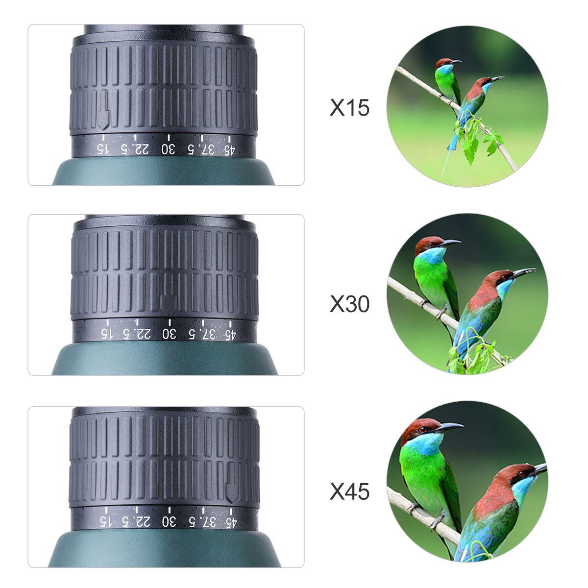 Spirit15-45X60A Zoom Bird Mirror Telescope Waterproof Monocular Birdwatching Tripod