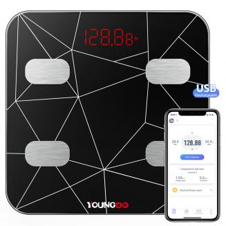 Body Fat Scales Smart BMI Scale Digital Bathroom Scales for Body Weight, Body Composition Monitor Health Analyzer Weight Scale, Unlimited Users, APP (Black)