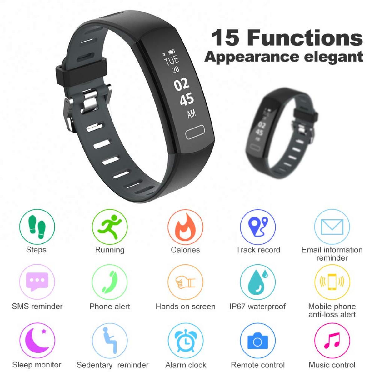 Fitness Tracker, Waterproof Activity Tracker with Step Counter Pedometer Watch, Sleep Monitor Calorie Counter, SMS/Call Remind, Slim Smart Bracelet for Kids Women Men