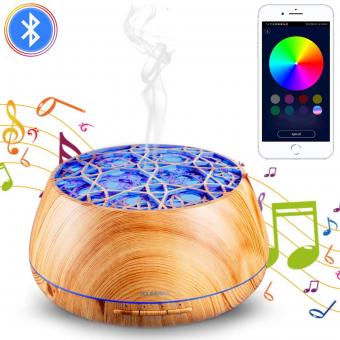 Electric Essential Oil Diffuser 400ML, Home Essential Oil Diffuser Fresh Mist, Essential Oil Diffuser with APP and Bluetooth Speaker, 30 Colors Light， YOUNGDO