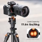64"/1.6m Travel Tripod Lightweight Aluminum Compact Vlog Camera Tripod Flexible & Portable 17.6lbs/8kg Load with Portable, for DSLR Cameras O234A1+BH-36
