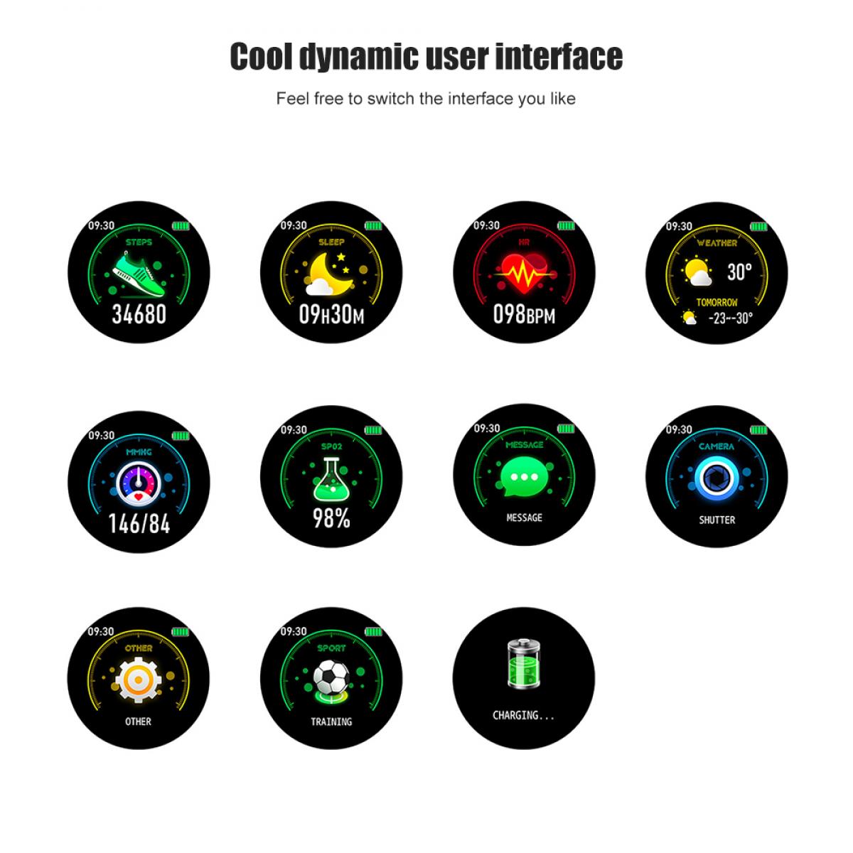 KW19 Pro Full Screen Touch Smart Watch Blood Pressure Heart Rate Monitor Fitness Tracker- White