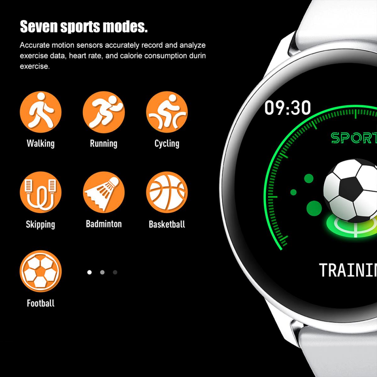 KW19 Pro Full Screen Touch Smart Watch Blood Pressure Heart Rate Monitor Fitness Tracker- White