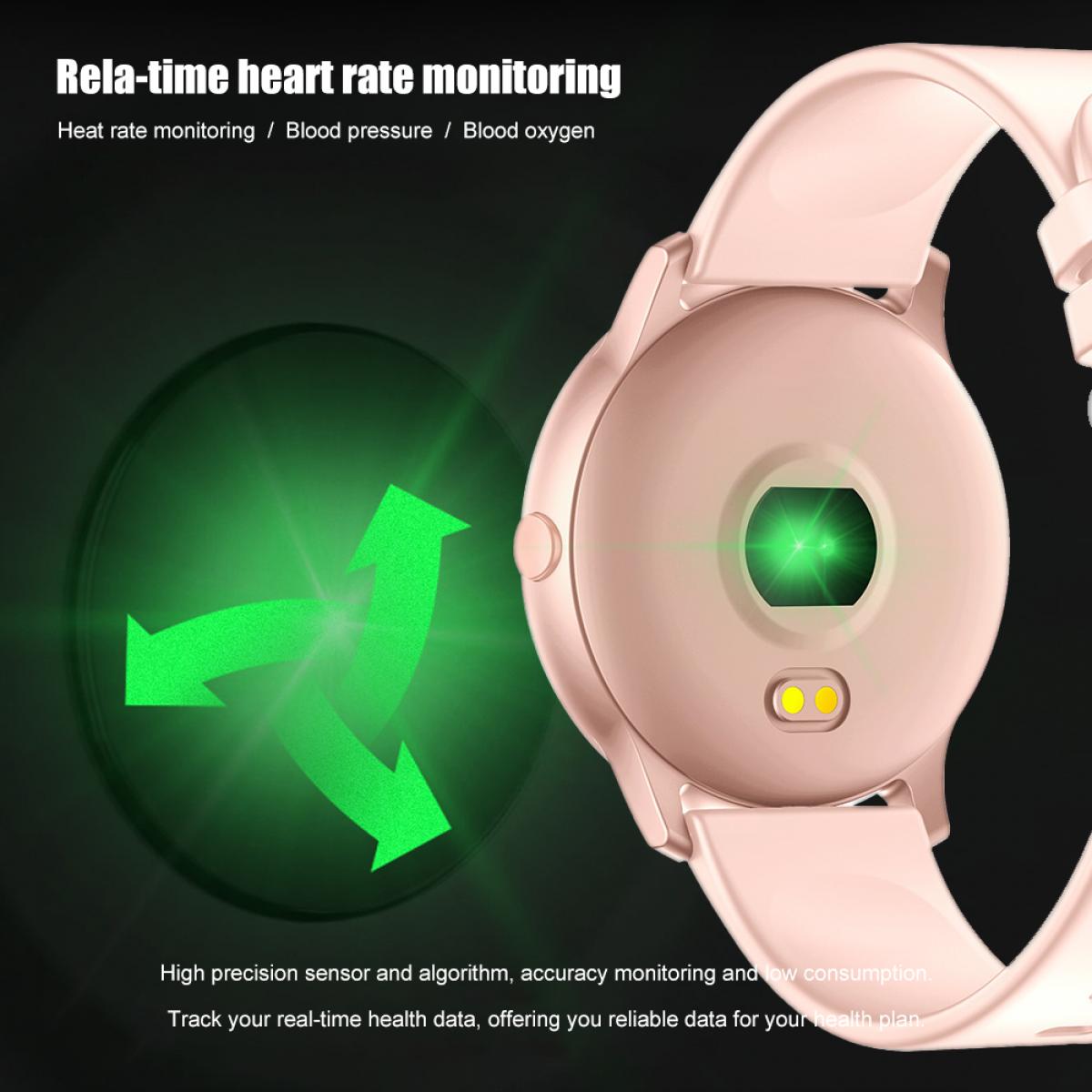 KW19 Pro Full Screen Touch Smart Watch Blood Pressure Heart Rate Monitor Fitness Tracker-Pink