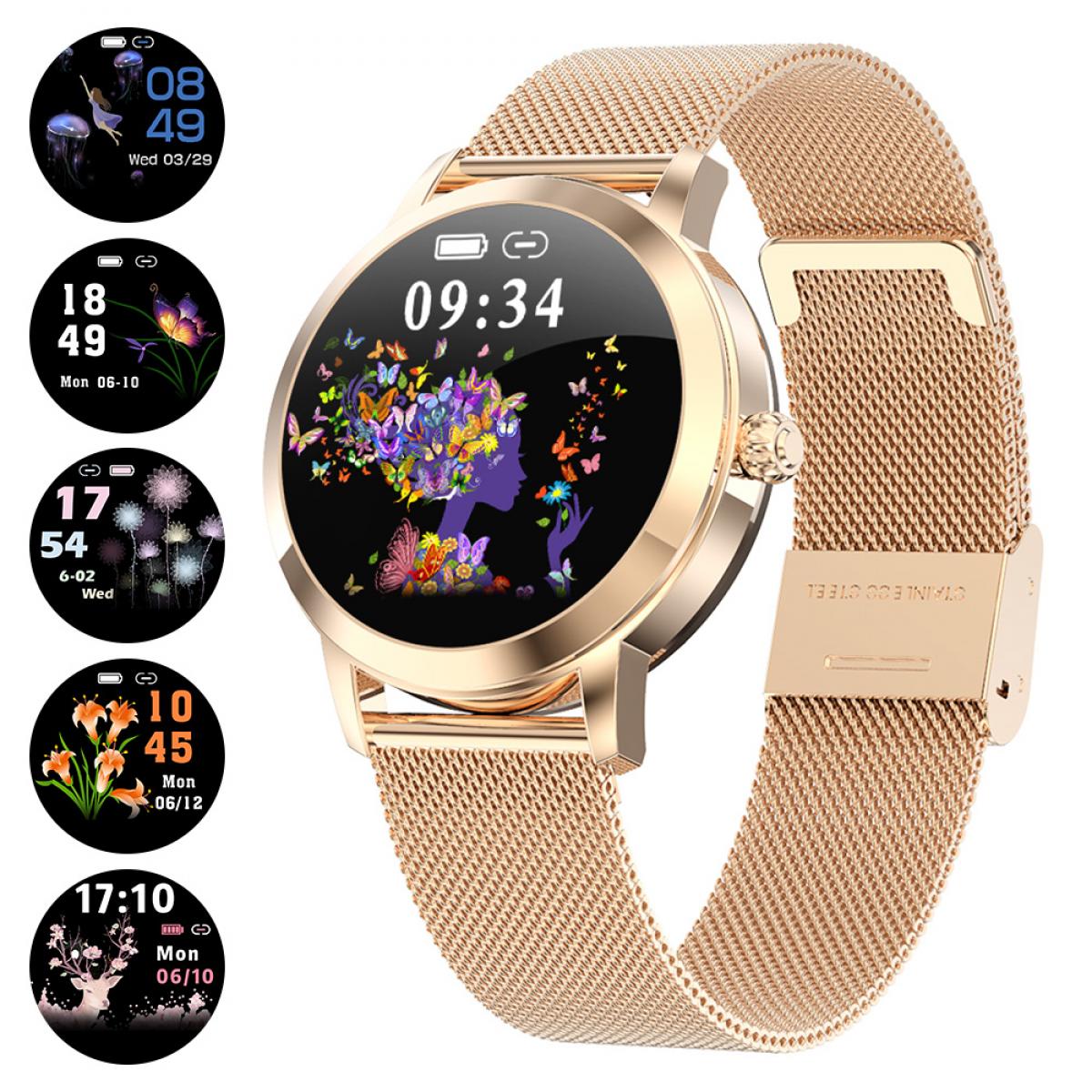 KW10 Women Smart Watch Lady Fitness Bracelet Smartwatch Clock IP68 Waterproof Heart Rate Monitor For Android IOS Sport Tracker Golden