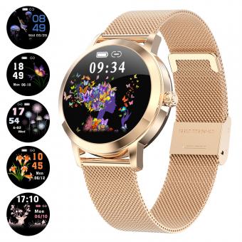 KW10 Women Smart Watch Lady Fitness Bracelet Smartwatch Clock IP68 Waterproof Heart Rate Monitor For Android IOS Sport Tracker-Golden