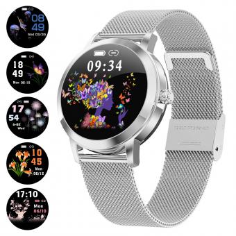 KW10 Women Smart Watch Lady Fitness Bracelet Smartwatch Clock IP68 Waterproof Heart Rate Monitor For Android IOS Sport Tracker-Silver