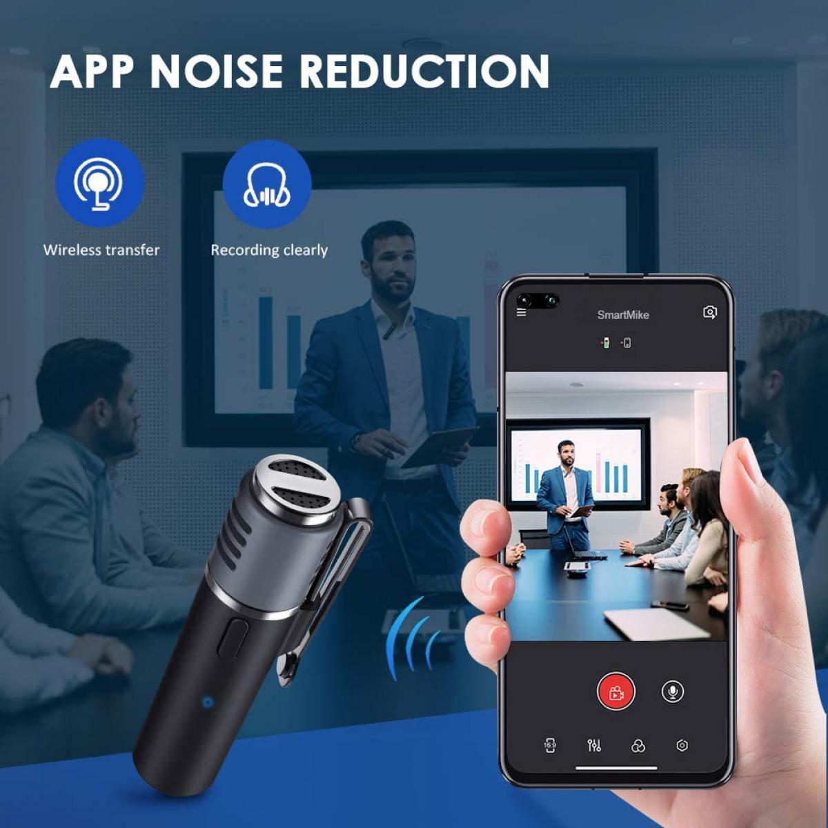 Microfone de lapela Gialer SmartMic sem fio Bluetooth para iPhone e Android, microfone de lapela sem fio de 50 pés Smart Mic