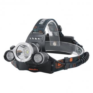 BORUIT RJ-3000 20W High Brightness 4000LM 3LED White Light Sports Headlamp Flashlight Black