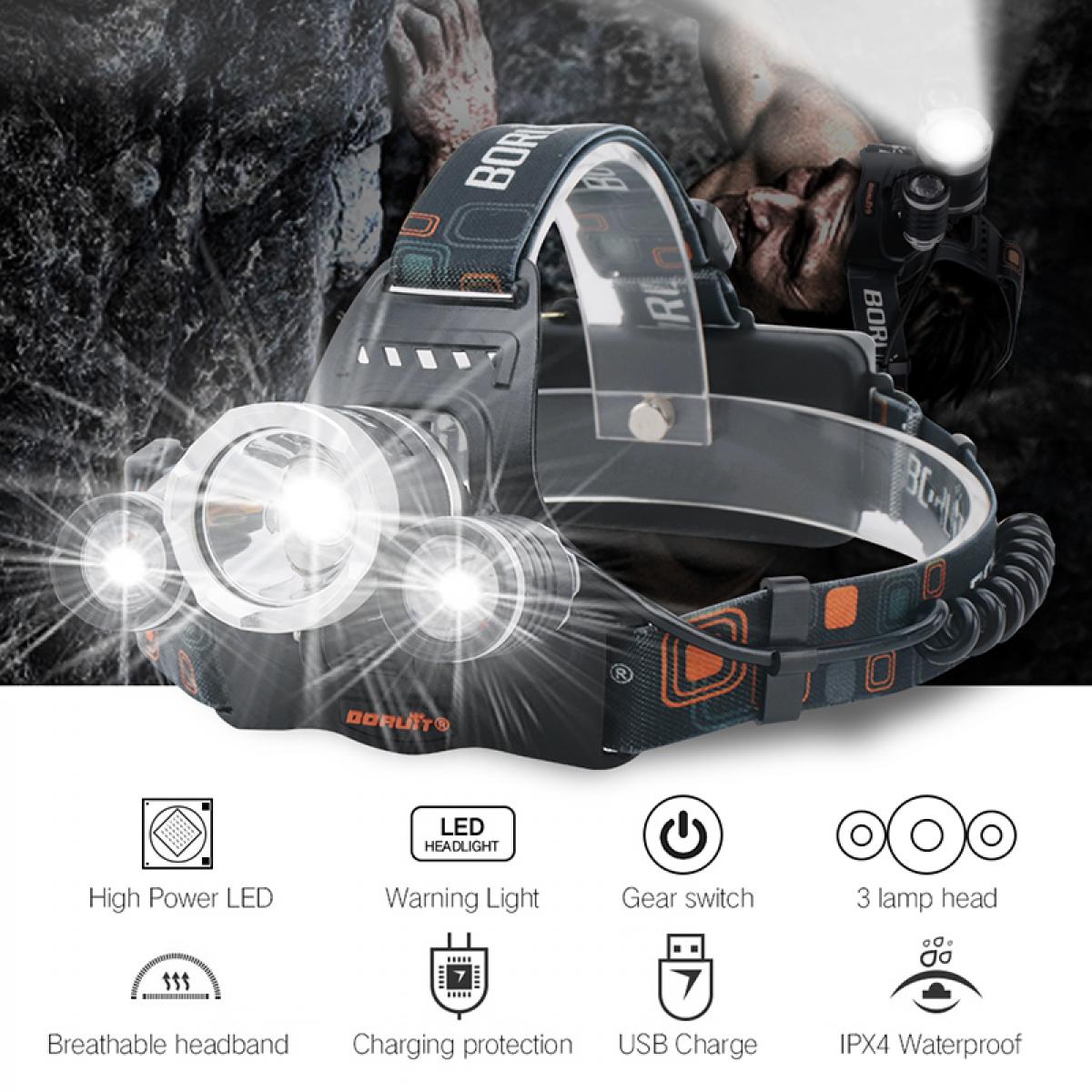 BORUIT RJ-300020W高輝度4000LM3LEDホワイトライトスポーツ