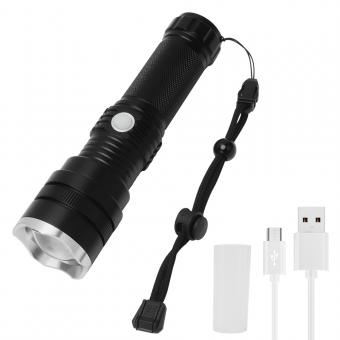 C9 Telescopic USB Zoom IPX4 Waterproof Flashlight, 2000LM Water Resistant Handheld LED Light Best Camping Outdoor Emergency Flashlights
