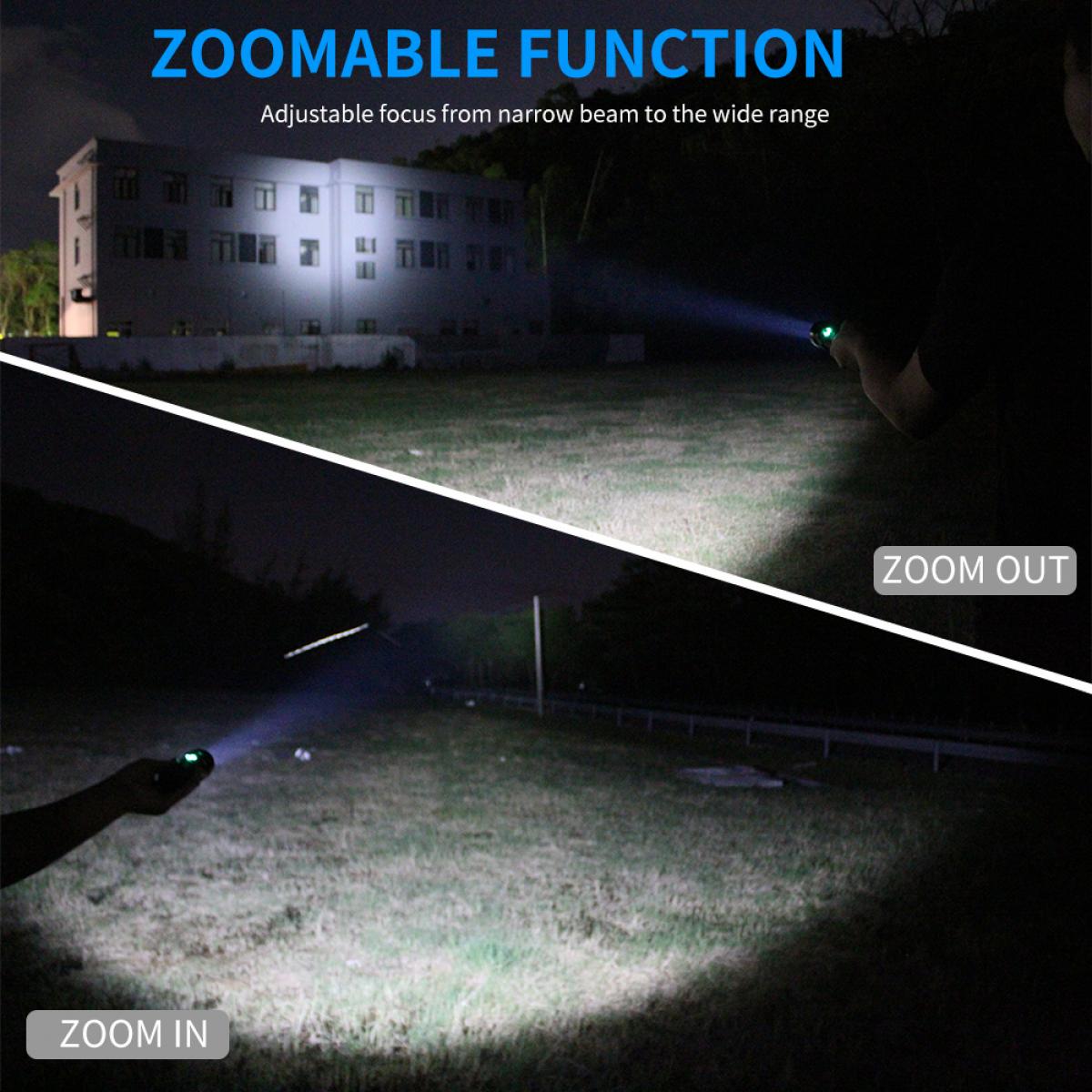 C9 Telescopic USB Zoom IPX4 Waterproof Flashlight, 2000LM Water Resistant Handheld LED Light Best Camping Outdoor Emergency Flashlights