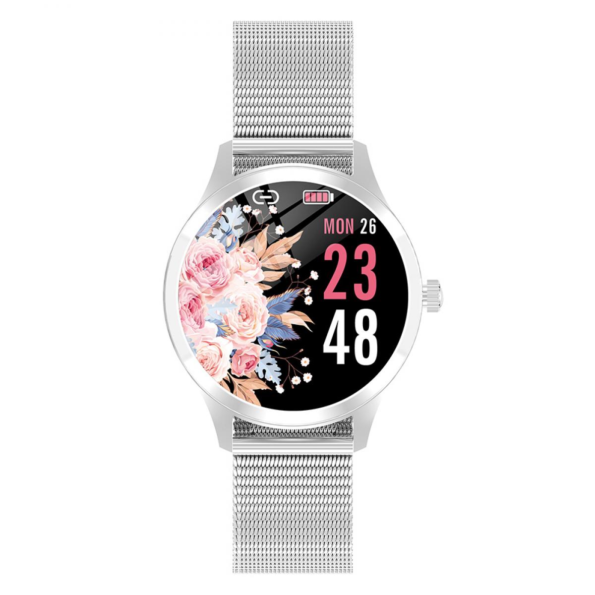 LW07 Full Circle Full Touch Female Smart Watch Bracelet DIY Dial Health Monitoring Support Android IOS Silver