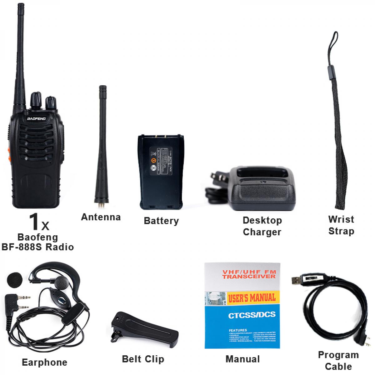 BF-888S Dual-Purpose-Funk-Walkie-Talkie-Hochleistung (USB 