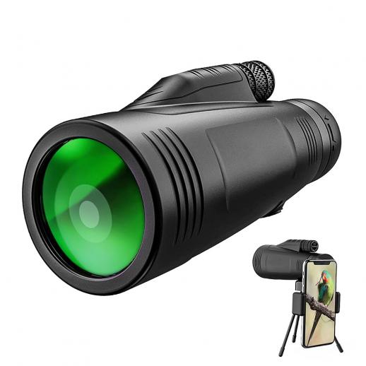 Low Night Vision Focus for Outdoor Bird Watching Hunting Waterproof Monocular Telescope Camping Hiking 16x50 High Power BAK4 Prism FMC Lens with Quick Phone Mount Adapter and Tripod Travelling