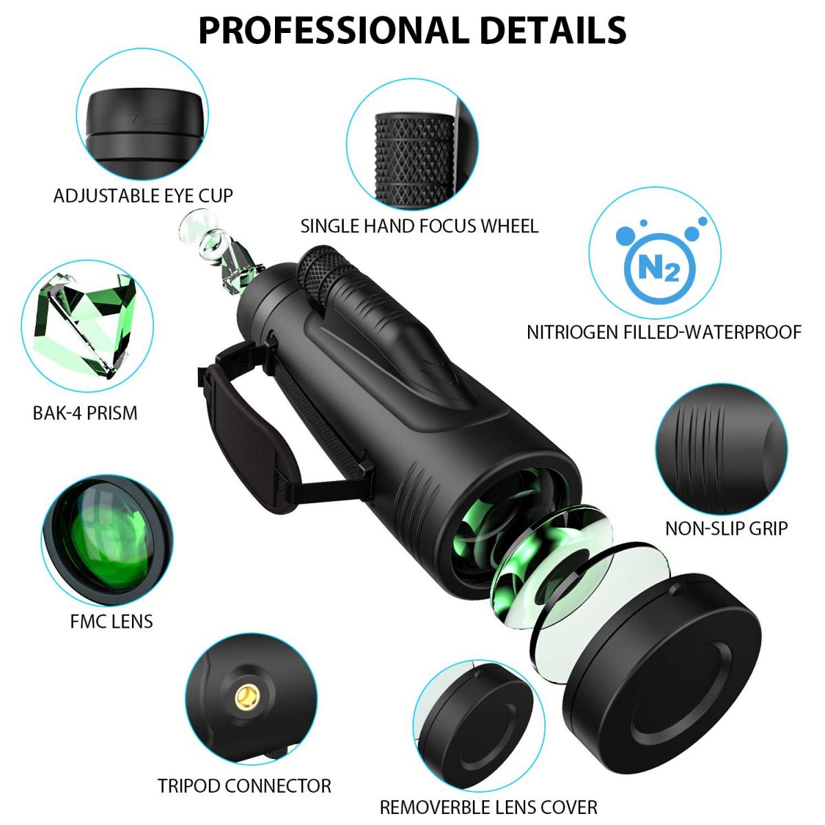 Vivreal Monocular Telescope - 12x50 High Power HD Monocular for Bird Watchin with Smart