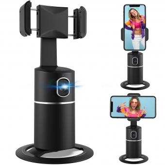 360° Face Tracking Phone Holder Desktop Tripod for Selfie Vlog Facetime YouTube Tik Tok, iPhone, Android Universal Phone Mount 6-8h Rechargeable