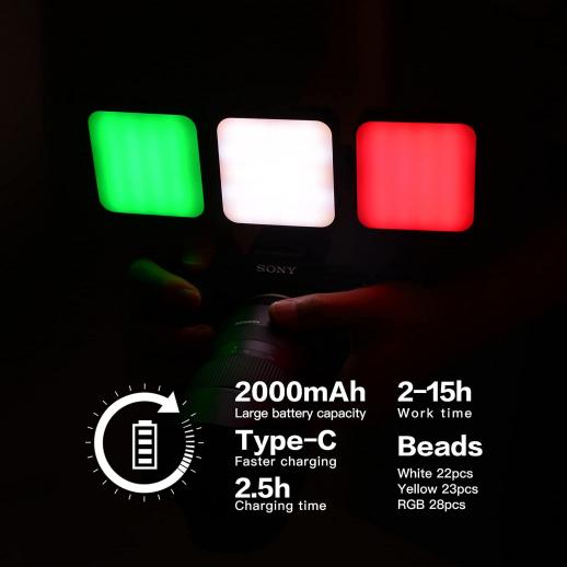 フルカラーRGBフィルライトポケットライト6w、内蔵2000mah充電式