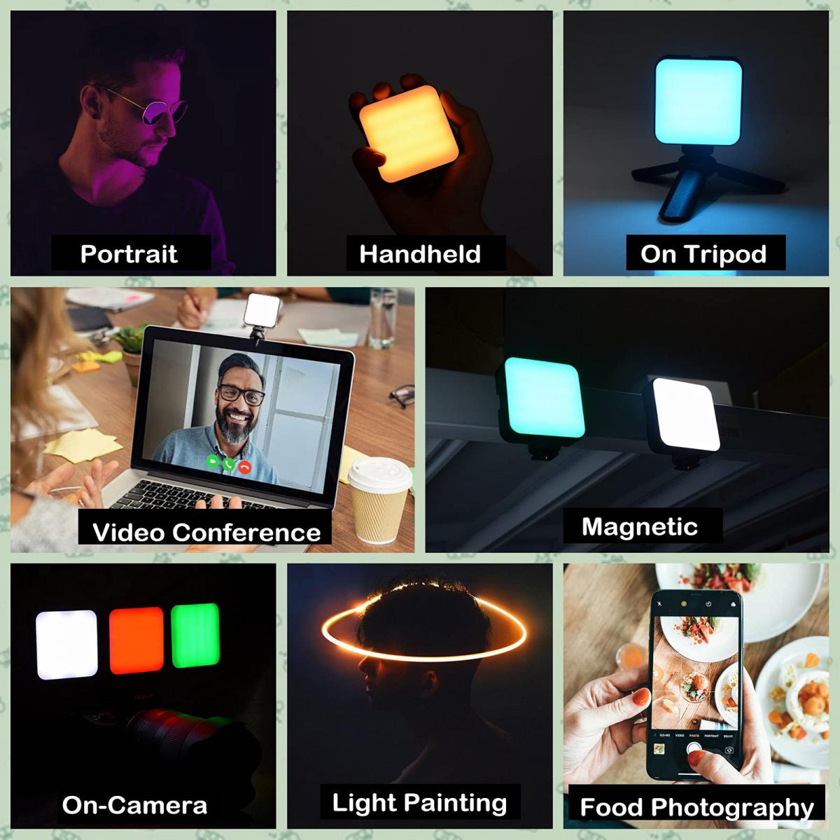 Luces Led Rgb Para Camara, Con Bateria Recargable, Con Iman